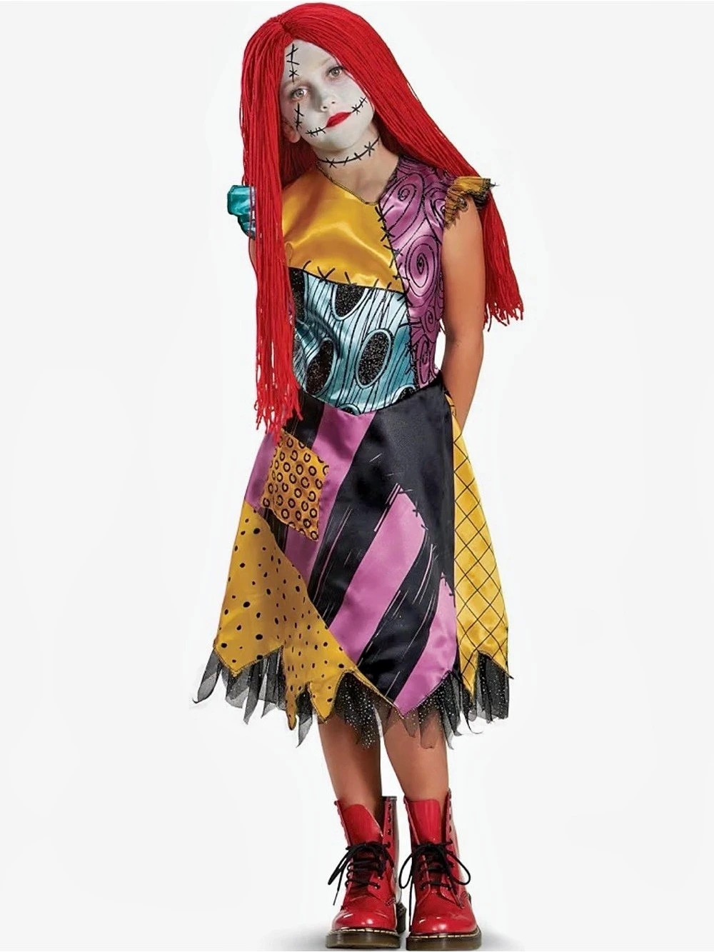 Disney Sally Halloween Costume Dress Glitter Tulle + Tights Girls M (7-8)